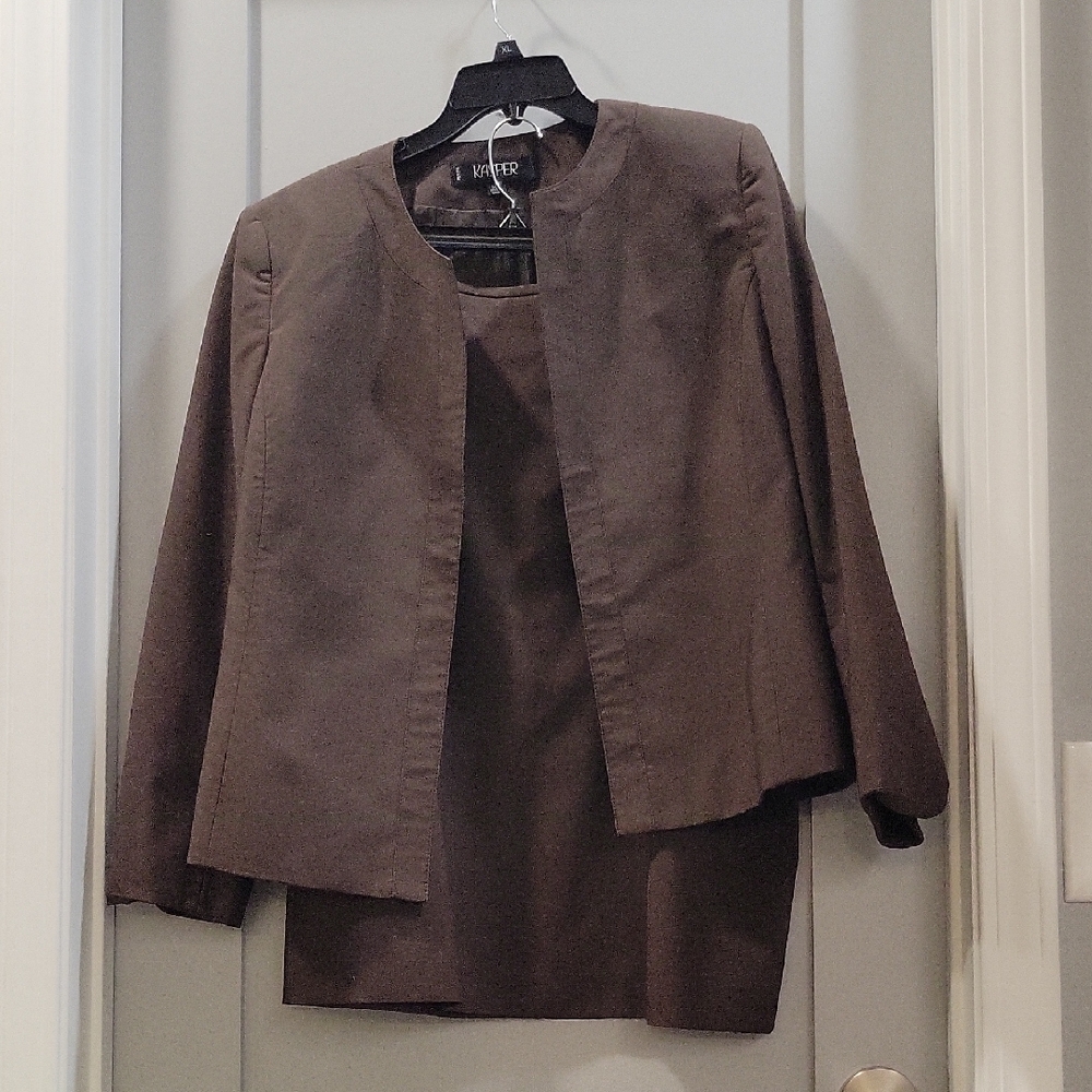 Kasper Brown Blazer 3 Pc Set Blazer, Skirt, Blouse